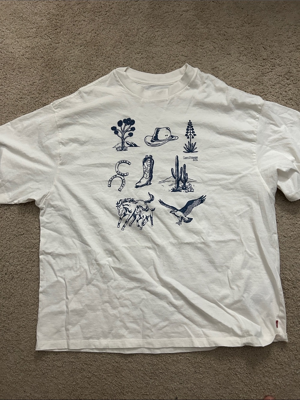 Levi's White Short-Sleeve Tee with Navy Western Icons